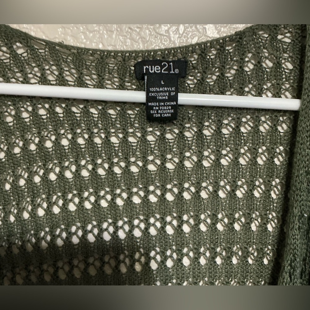 Rue21 Olive Green Open Knit Cardigan - Picture 3 of 3